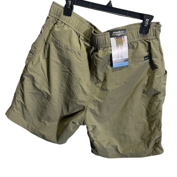 Eddie Bauer Mens Ripstop Tech Cargo Shorts Large Sage UPF 50 Adjustable Belt - Picture 2 of 4